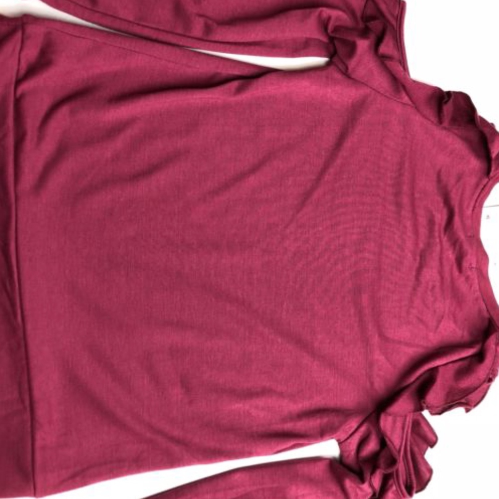 Self Esteem Burgundy Long Sleeve Cold Shoulder Top - Picture 4 of 4